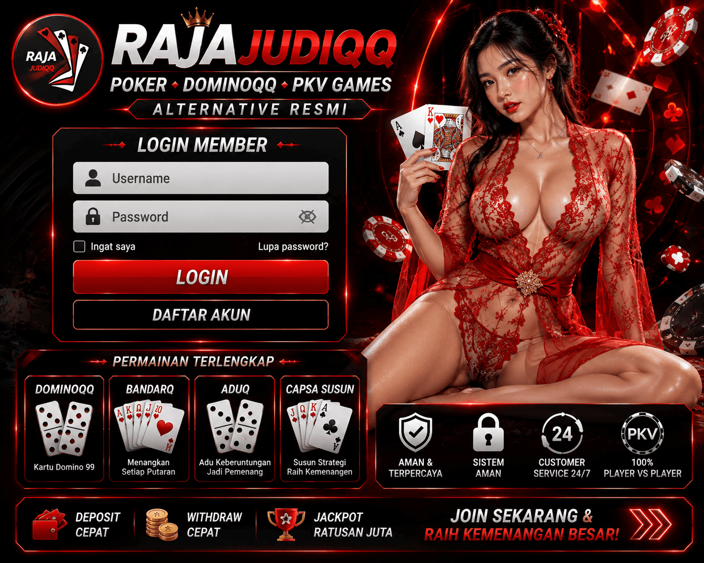 Login Rajajudiqq Poker, DominoQQ, PKV Games Alternative Resmi